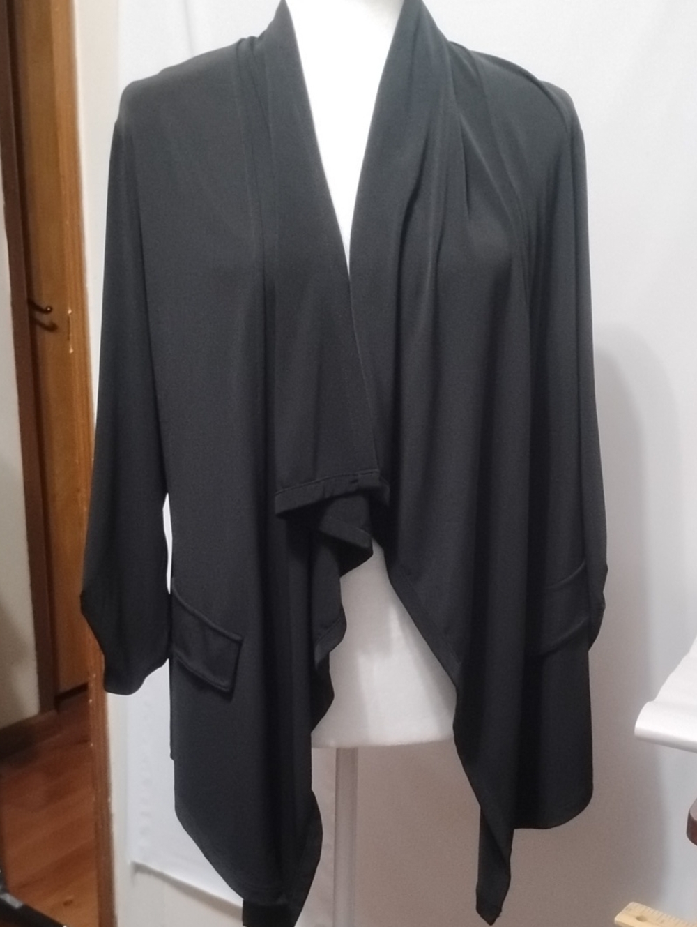 Chico's Black Draped Open-Front Women's Sweater Cardigan NWT By